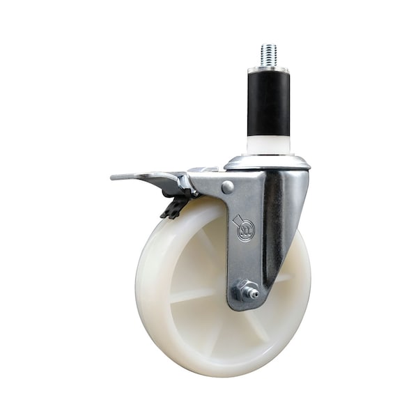 5'' SS Nylon Swivel 1-3/8'' Expand Stem Caster Total Lock Brake